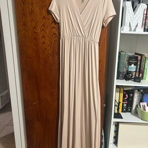 Mother Bee Maternity Cream Maxi Dress